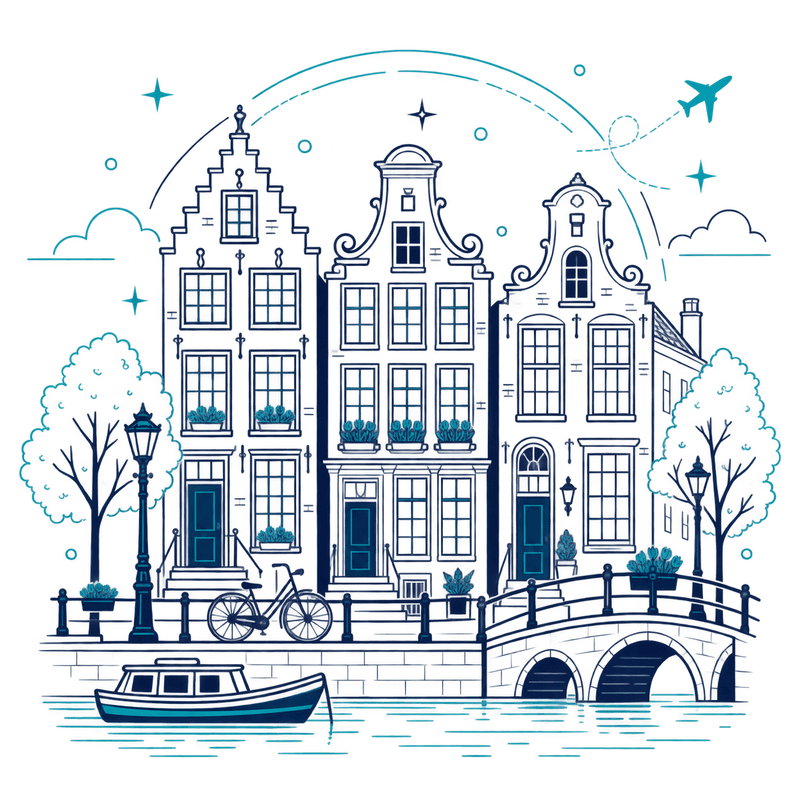 Netherlands landmark illustration
